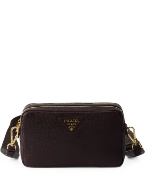 Prada small double-zipped leather cross body bag