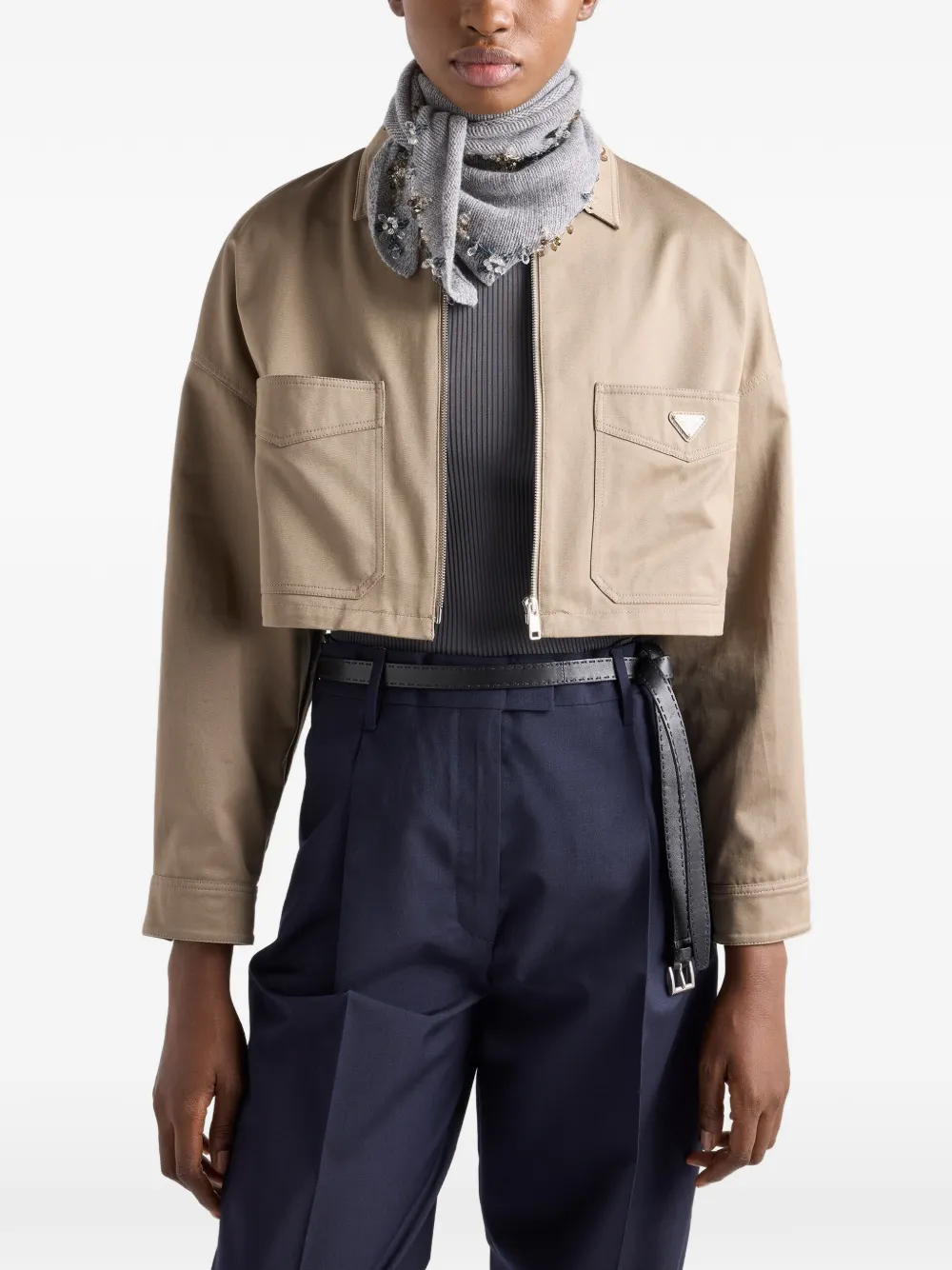 Prada Ribgebreide top Grijs