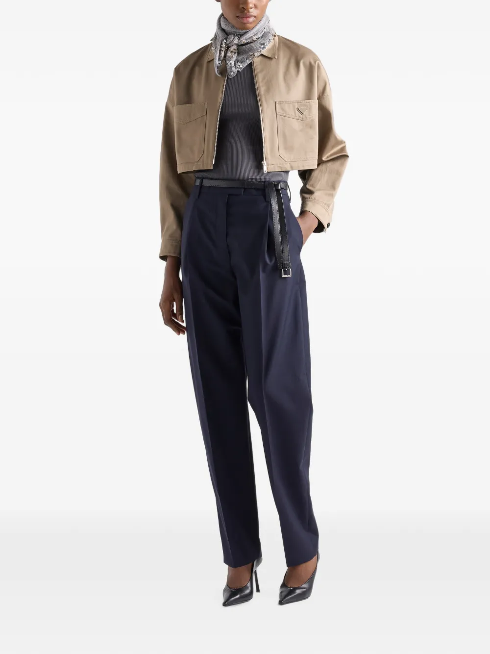 Prada Ribgebreide top Grijs