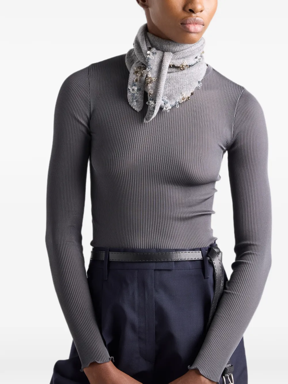 Prada Ribgebreide top Grijs