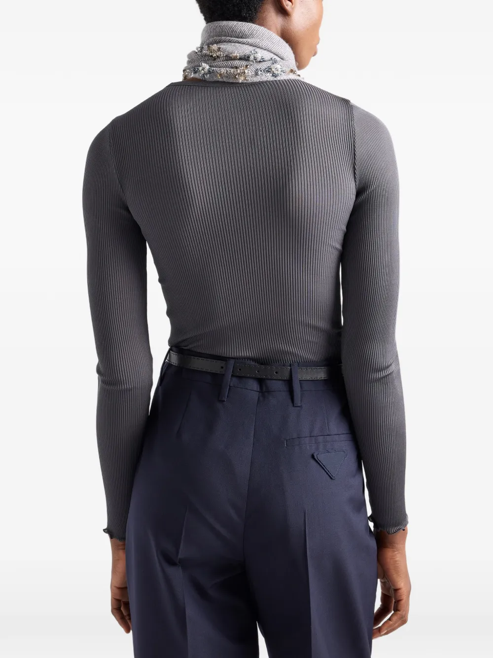 Prada Ribgebreide top Grijs