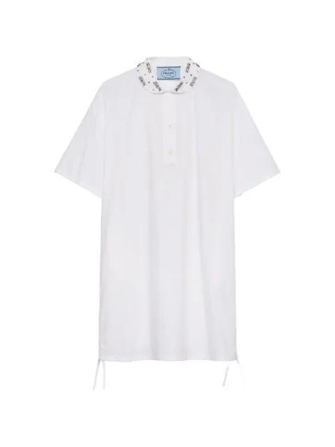 Prada embroidered poplin mini-dress