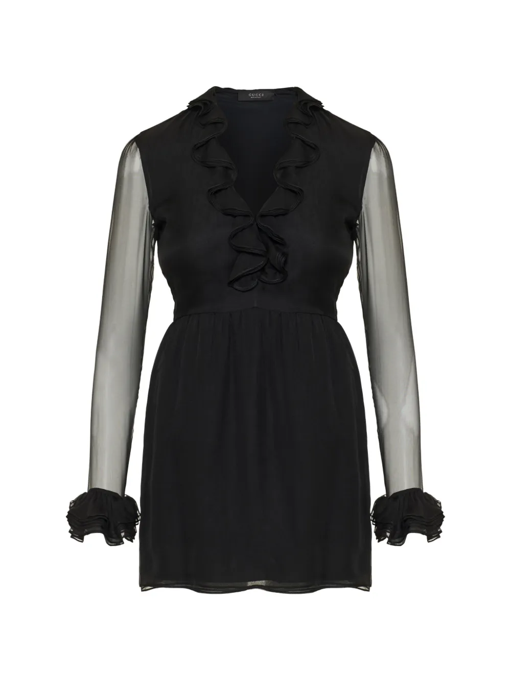 Gucci ruffled silk-chiffon A-line mini dress - Nero