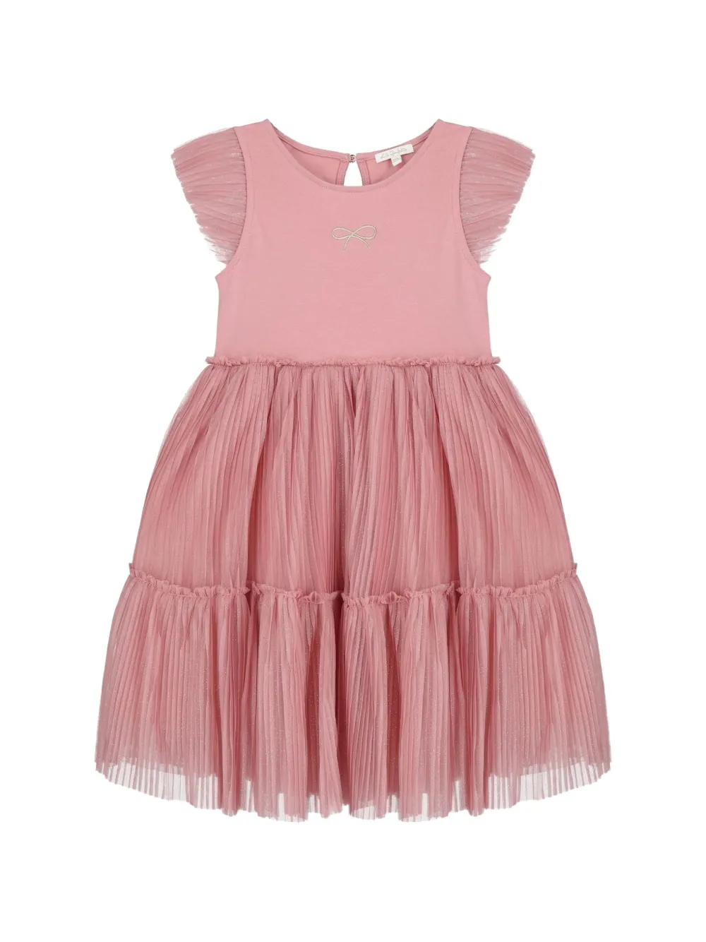 Lili Gaufrette bow-embroidered pleated-tulle mini dress - Rosa