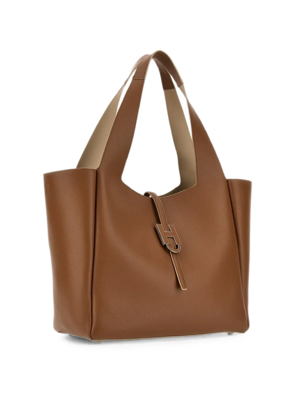 Hogan Trend leren shopper met logo-plakkaat Bruin