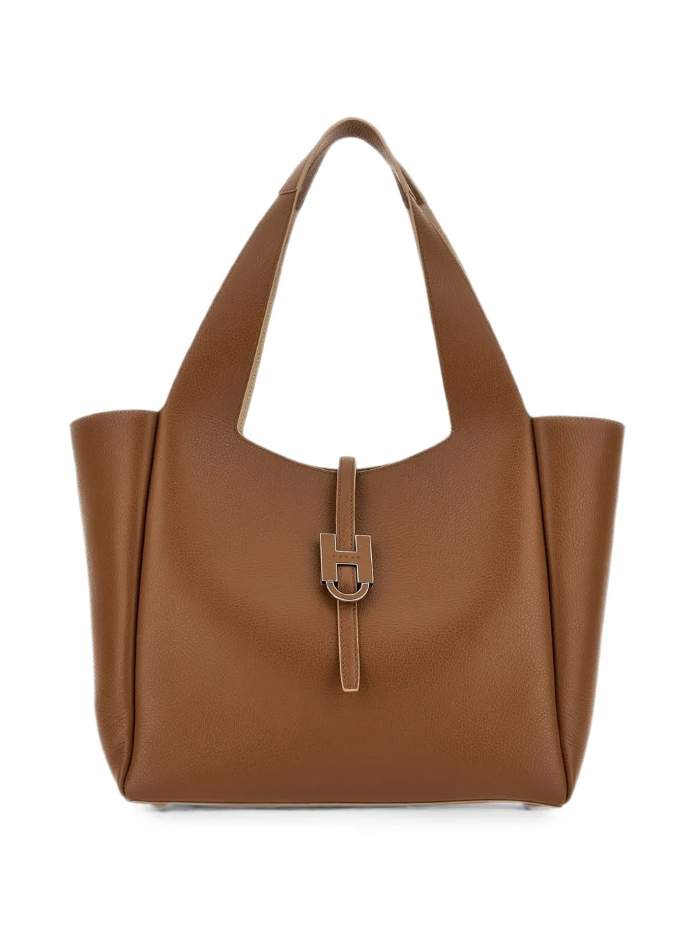 Hogan Hogan Trend logo-plaque leather tote bag - Brown