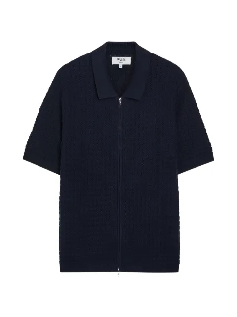 Wax London Belle pointelle-knit polo shirt