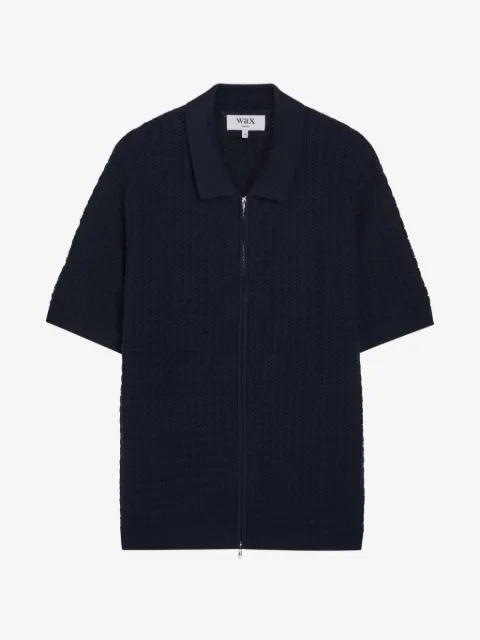 Wax London Belle pointelle-knit polo shirt