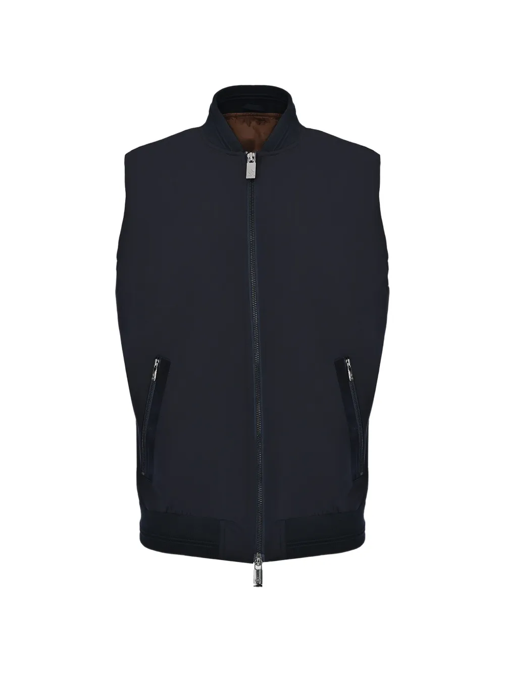 Pal Zileri zip-up ribbed-trim waistcoat - Blu