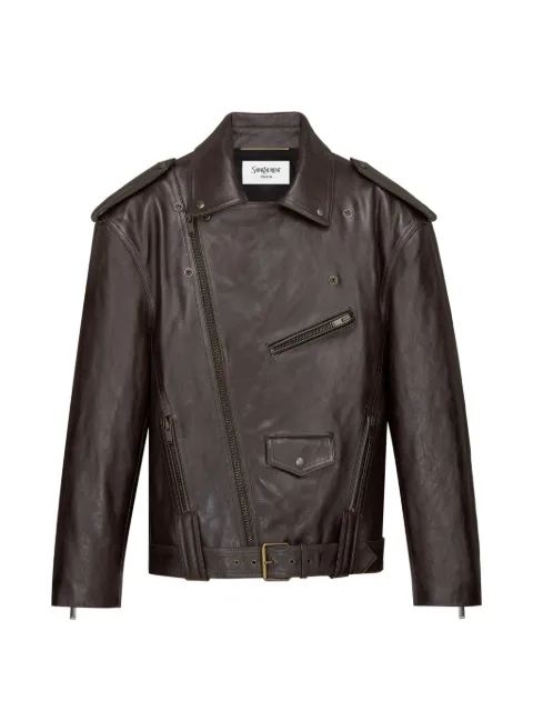 Saint Laurent chaqueta biker con cinturón