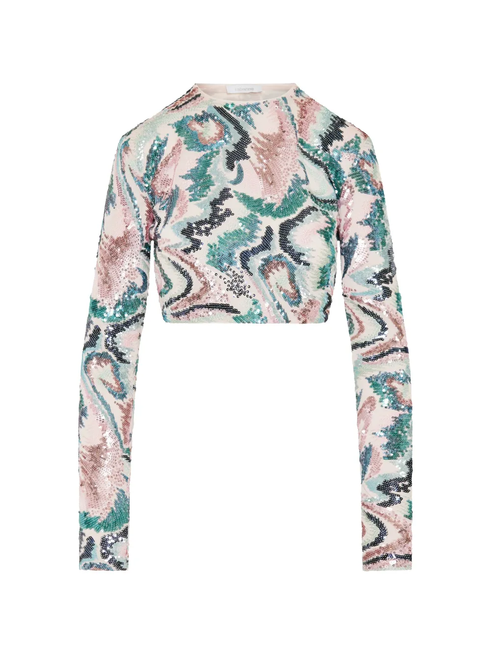 Rabanne sequin-embellished abstract-print T-shirt - Rosa