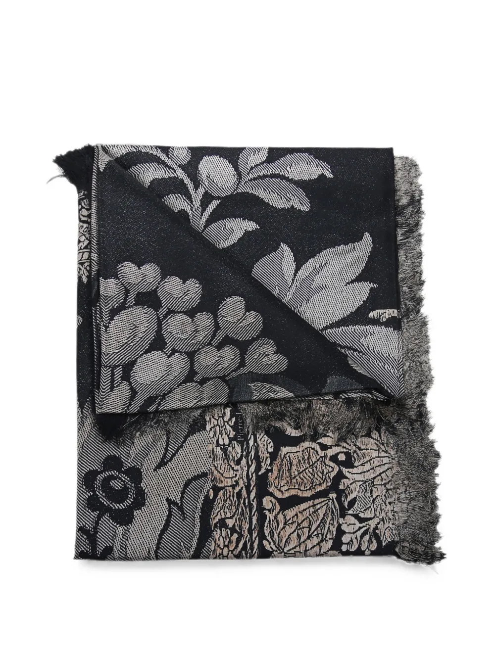 Pierre-Louis Mascia Aloeuw patterned-jacquard frayed scarf - Nero