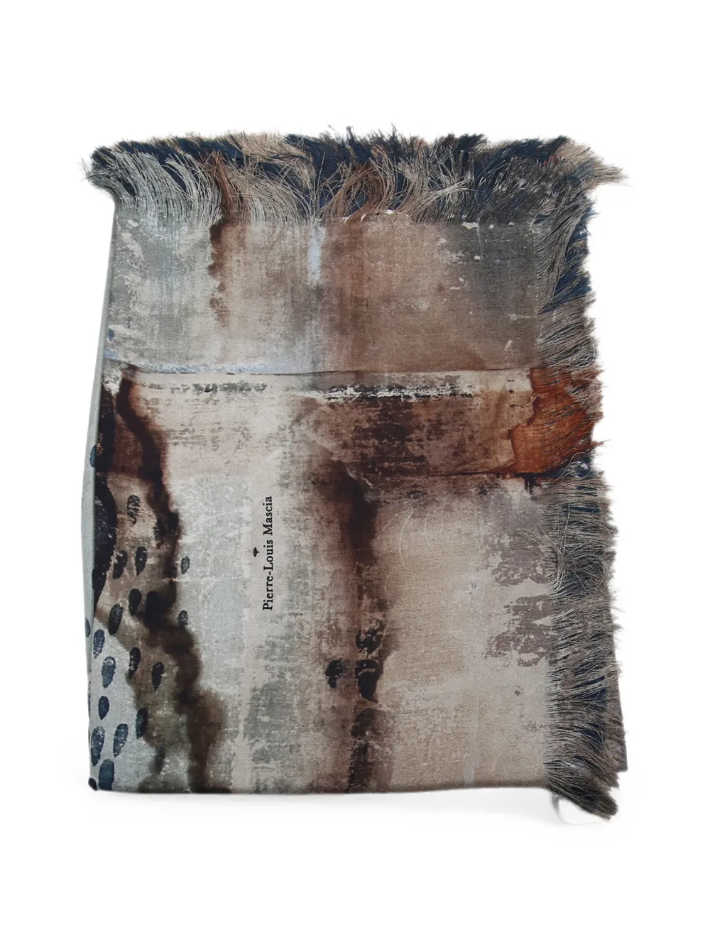Pierre-Louis Mascia abstract-print frayed scarf - Toni neutri
