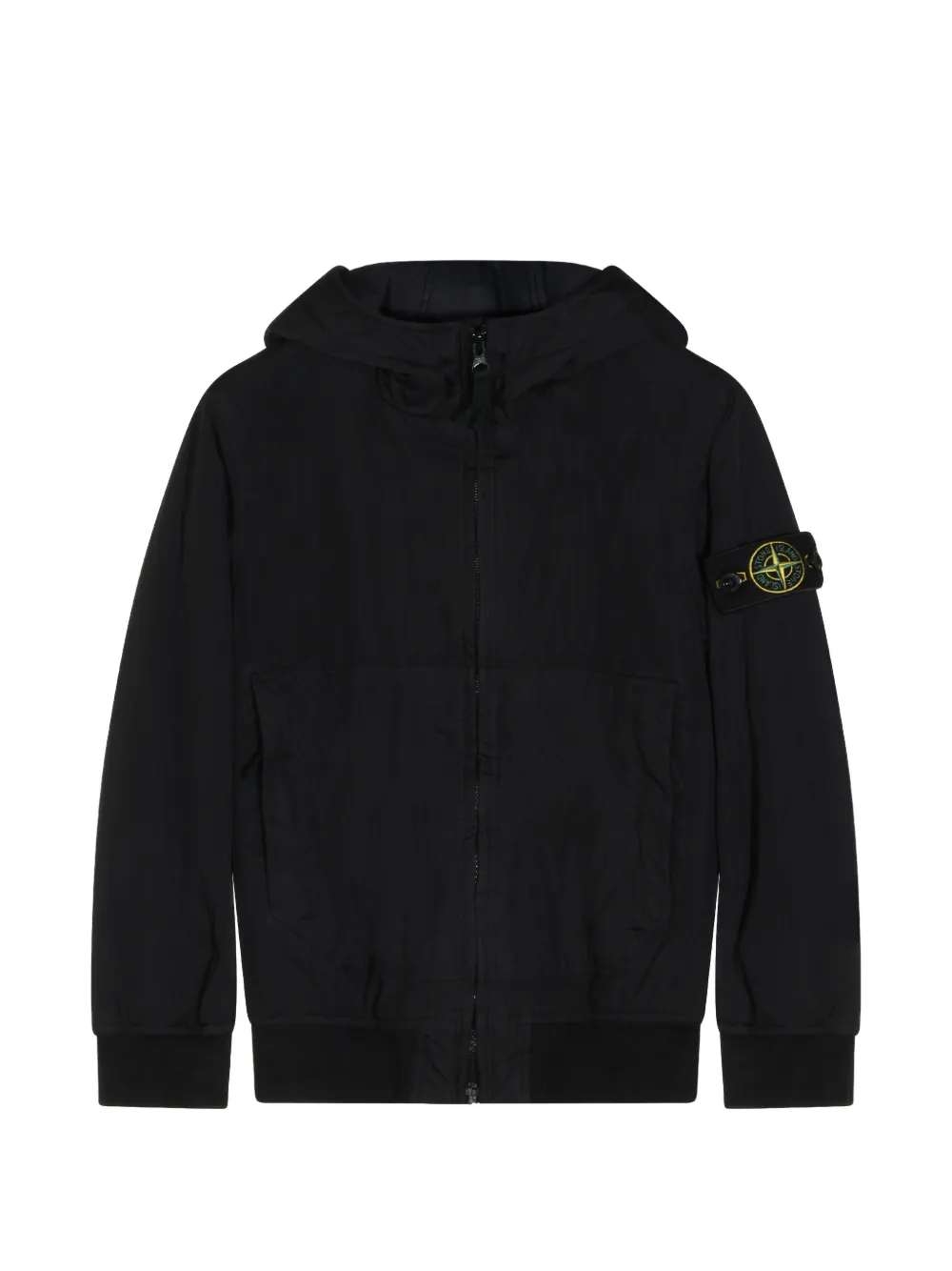 Stone Island Junior Compass-motif hooded jacket - Nero