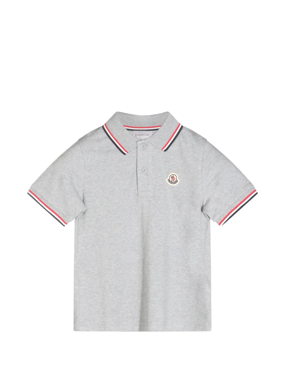 Moncler Enfant Poloshirt met logopatch en gestreepte afwerking Grijs