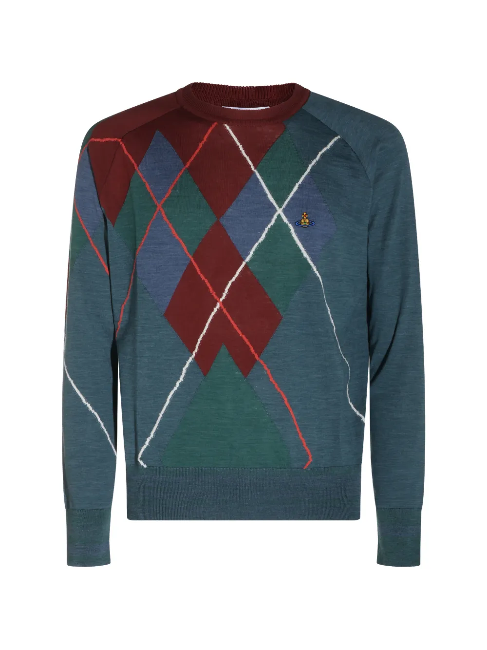 Vivienne Westwood argyle-pattern Orb-embroidered sweater - Blu