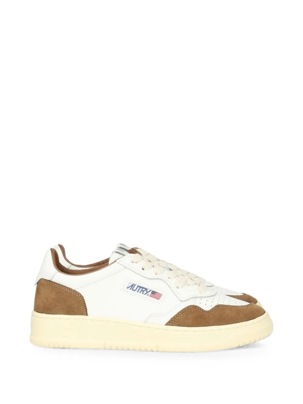 Autry Medalist low sneakers in white leather and tobacco suede Wit