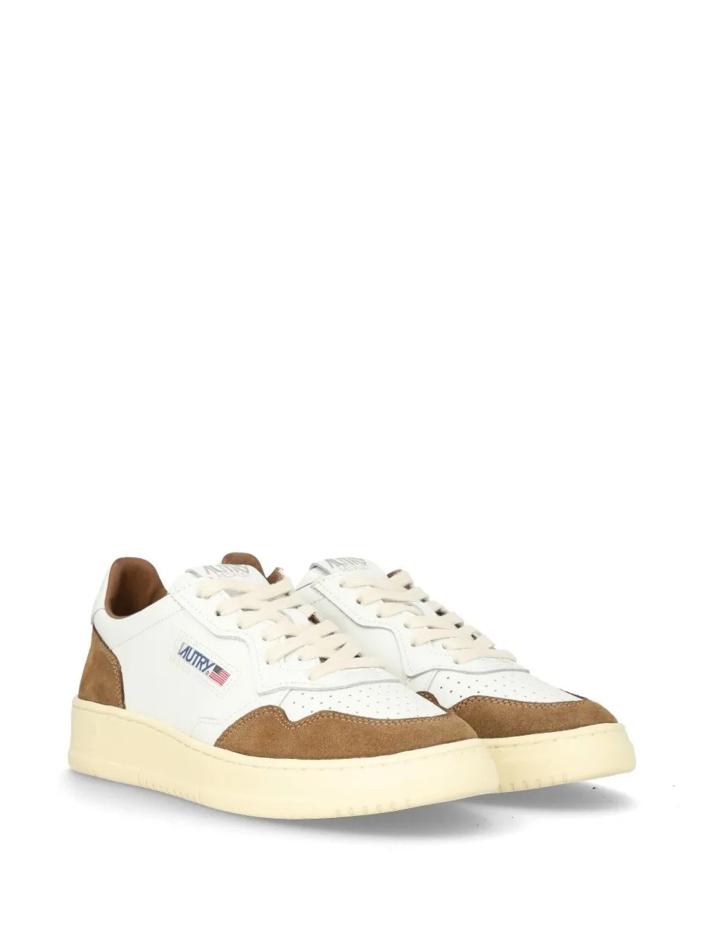 Autry Medalist low sneakers in white leather and tobacco suede Wit