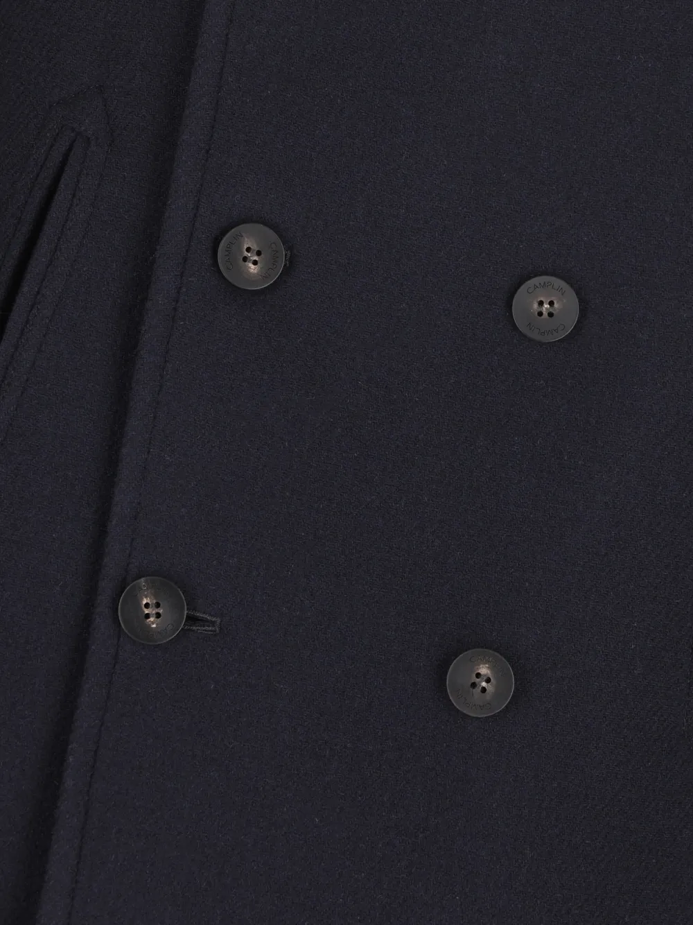 Camplin Jas met gekerfde revers en dubbele rij knopen Blauw