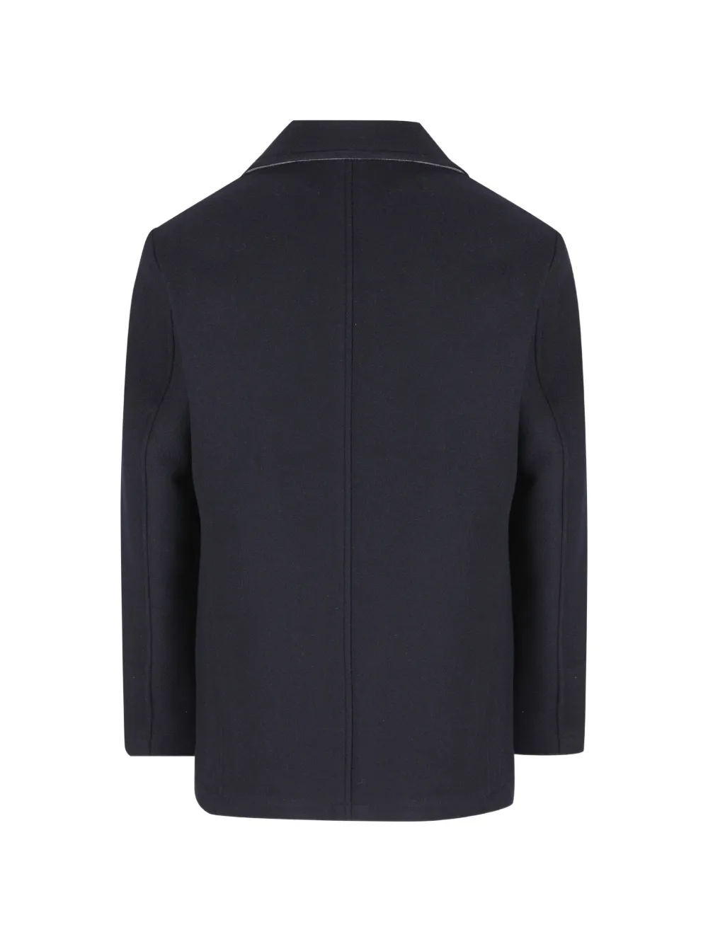 Camplin Jas met gekerfde revers en dubbele rij knopen Blauw