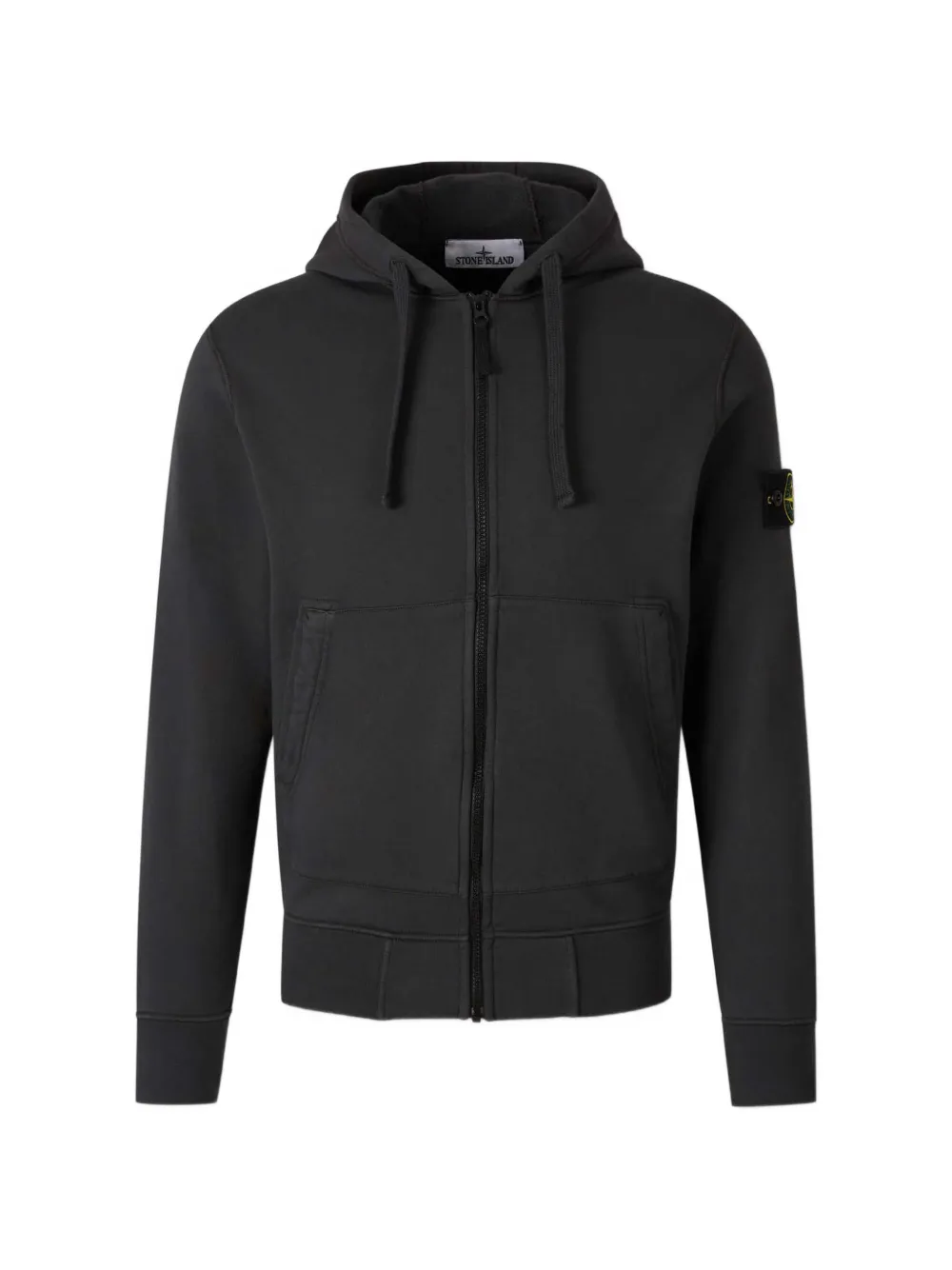 Stone Island logo-patch zip-up hoodie - Nero
