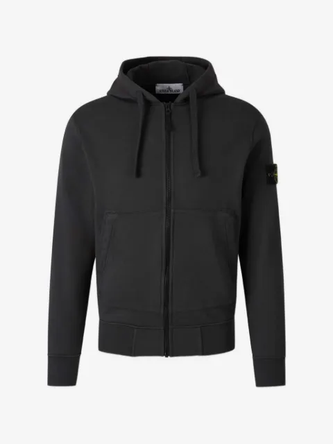 Stone Island logo-patch zip-up hoodie