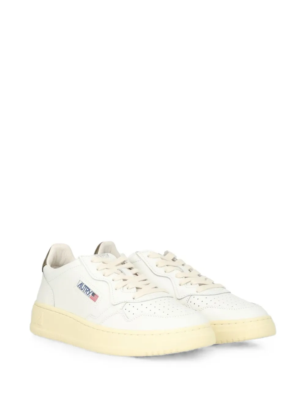 Autry Medalist low sneakers in white and chocolate leather Wit