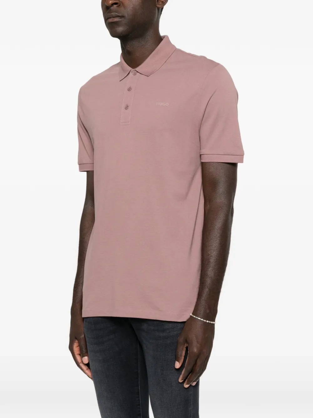 BOSS Katoenen poloshirt met logoprint Roze