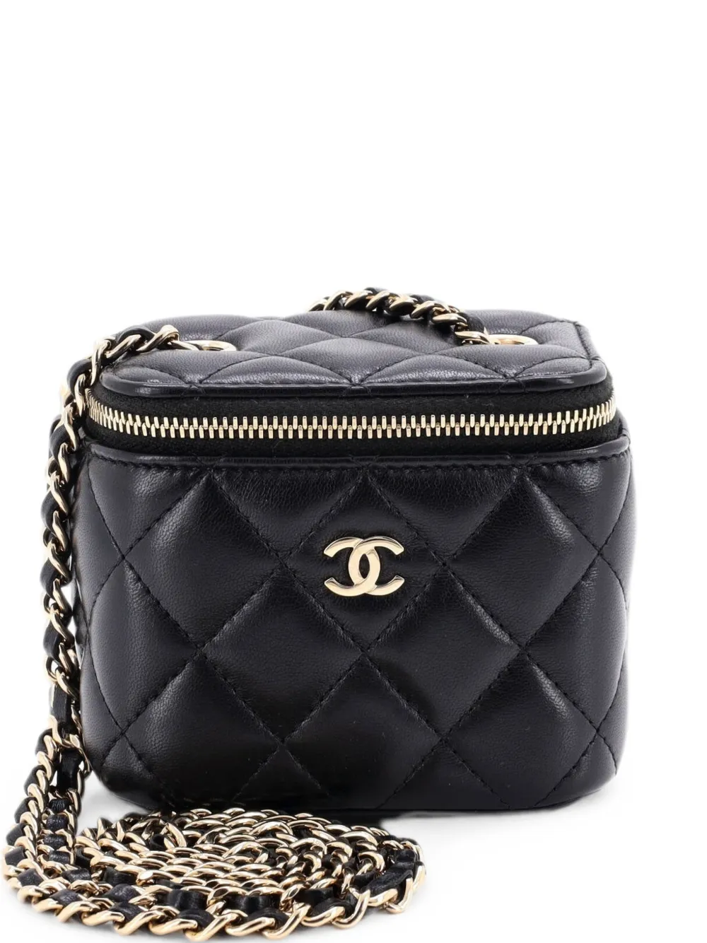 CHANEL Pre-Owned Classic Vanity Case with Chain Quilted Lambskin Mini crossbody bag - Black