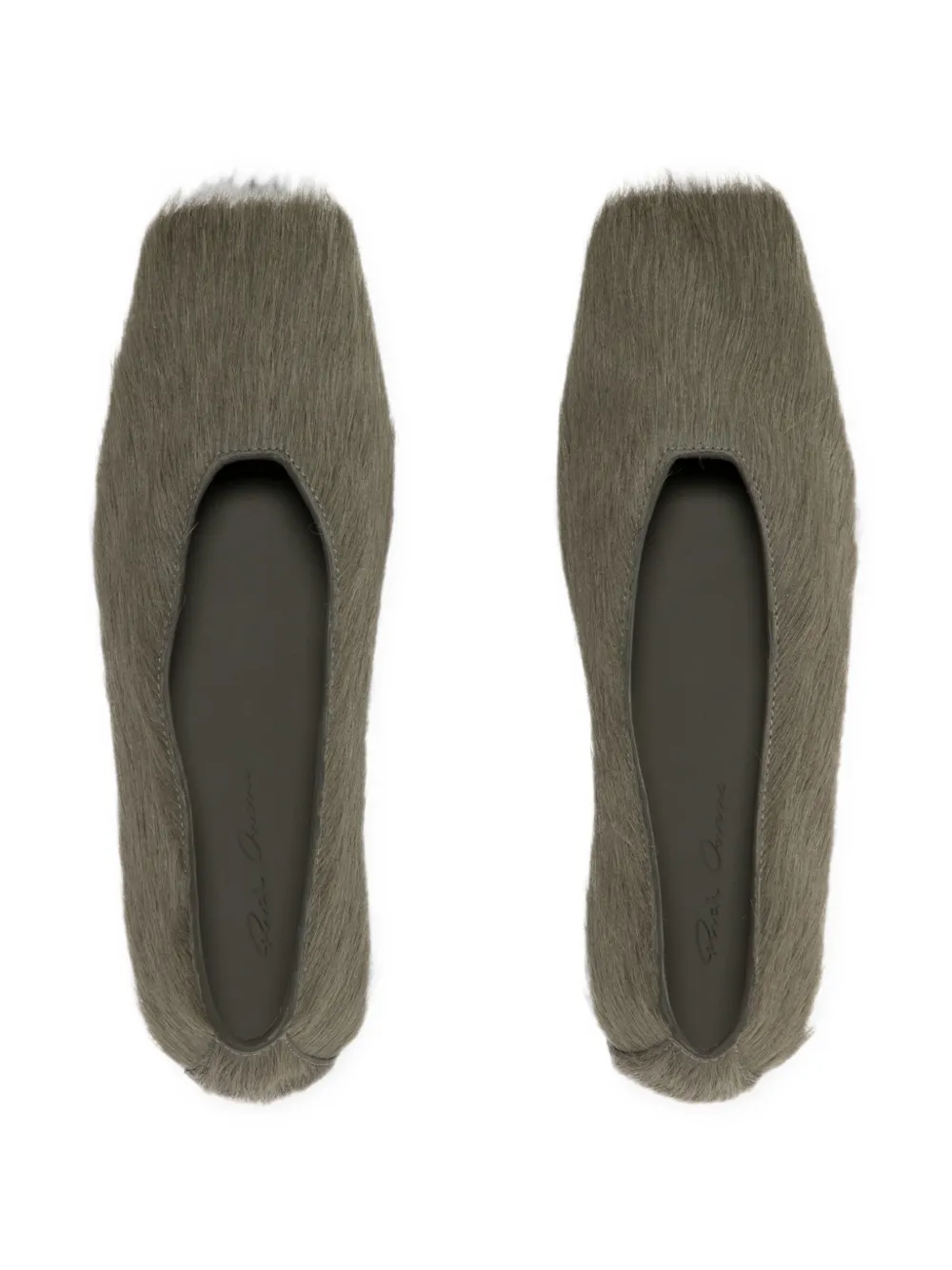 Rick Owens square-toe calf-hair ballet flats Grijs