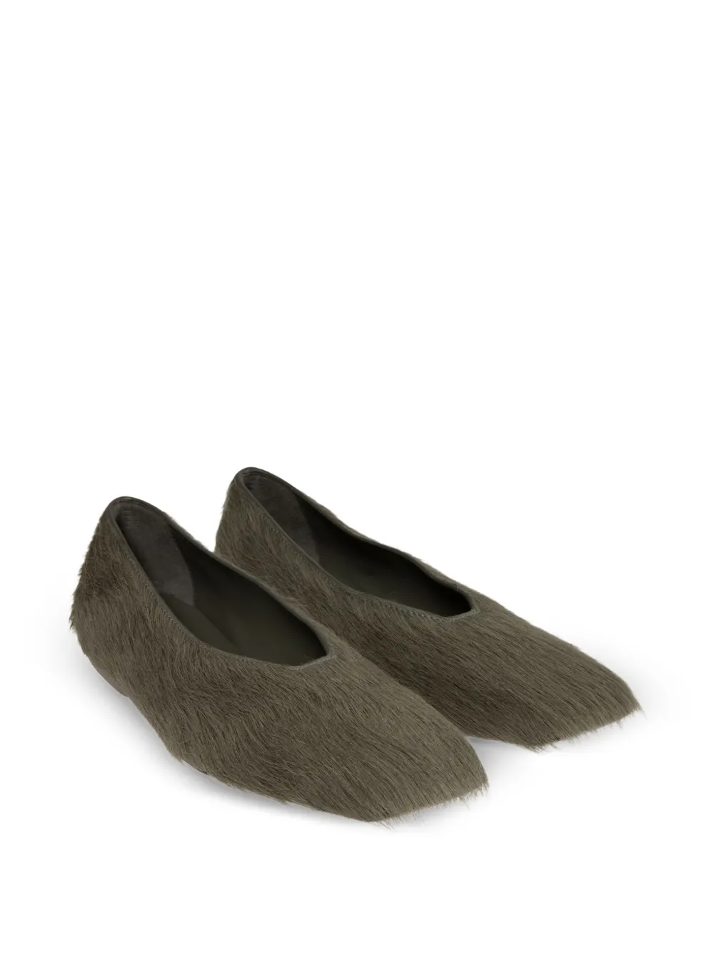 Rick Owens square-toe calf-hair ballet flats Grijs