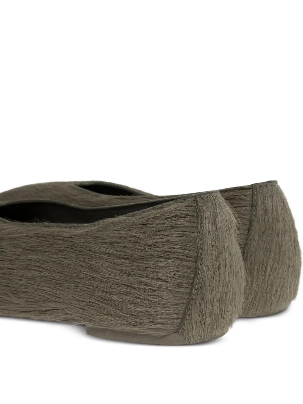 Rick Owens square-toe calf-hair ballet flats Grijs