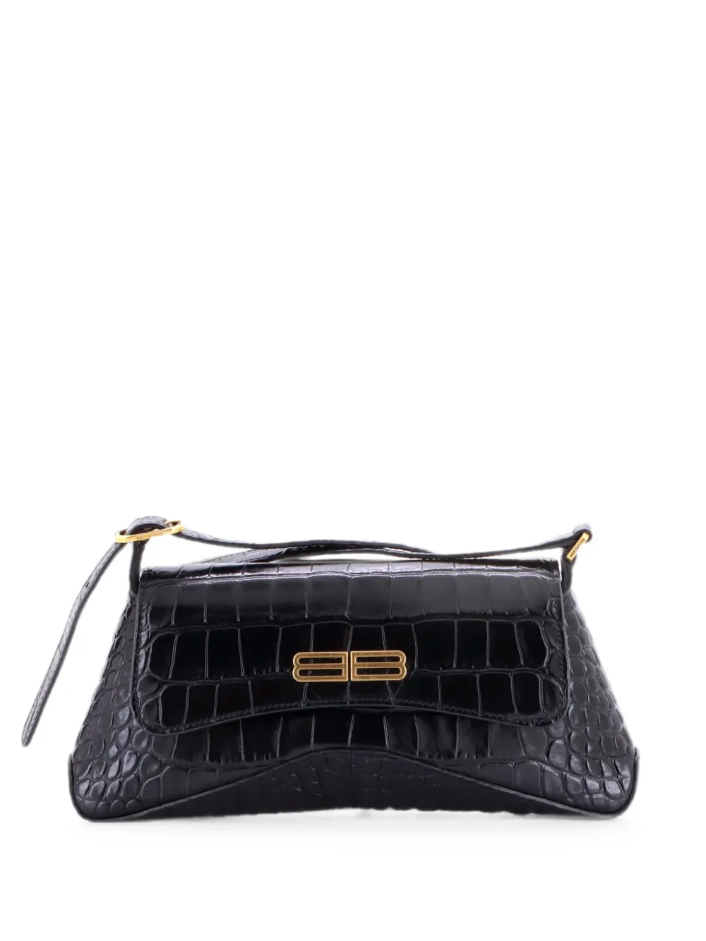Balenciaga Pre-Owned Kleine XX Flap Street Schultertasche mit Kroko-Effekt - Schwarz