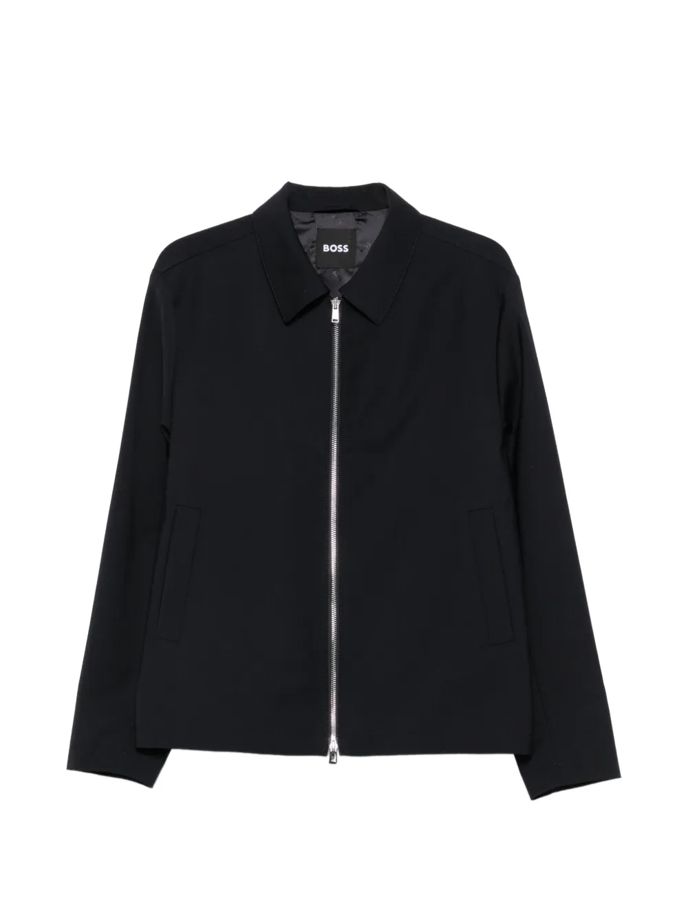 BOSS zip-up collared jacket - Nero