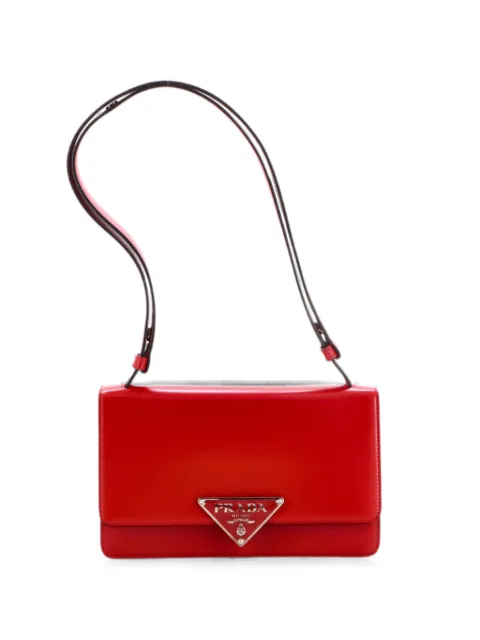 Prada Pre-Owned Embleme Triangle Logo Flap Bag Spazzolato Leather Medium shoulder bag