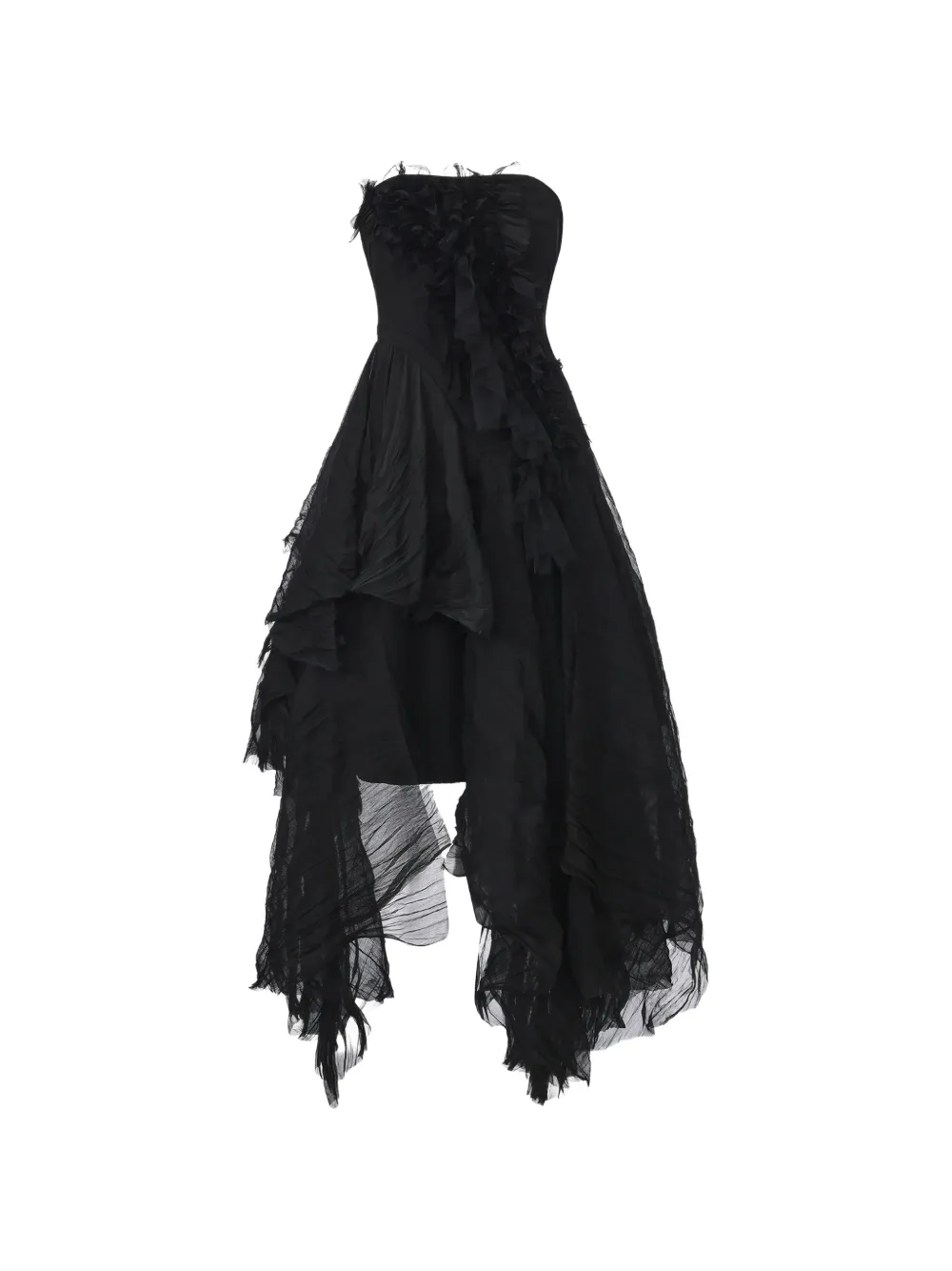ELYWOOD ruffled layered asymmetric dress - Black