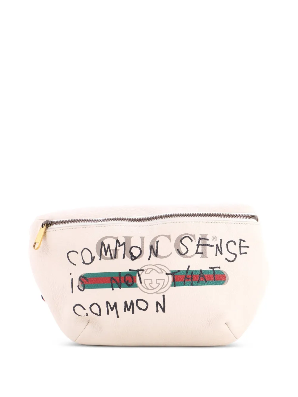 Gucci Pre-Owned Marsupio medio in pelle con stampa logo - Bianco