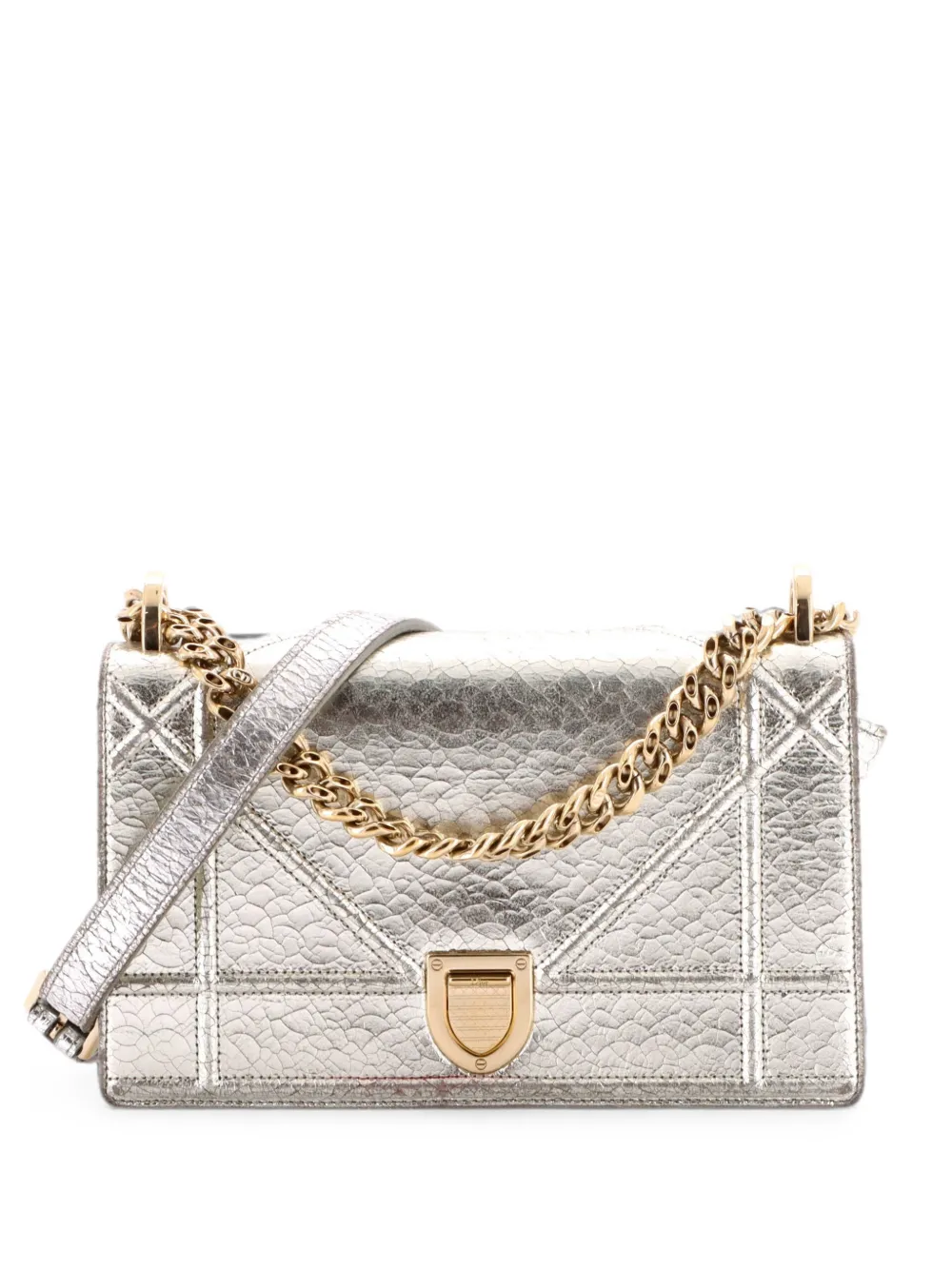 Christian Dior Pre-Owned Diorama Flap Bag Crackled Deerskin Small shoulder bag - Metallic