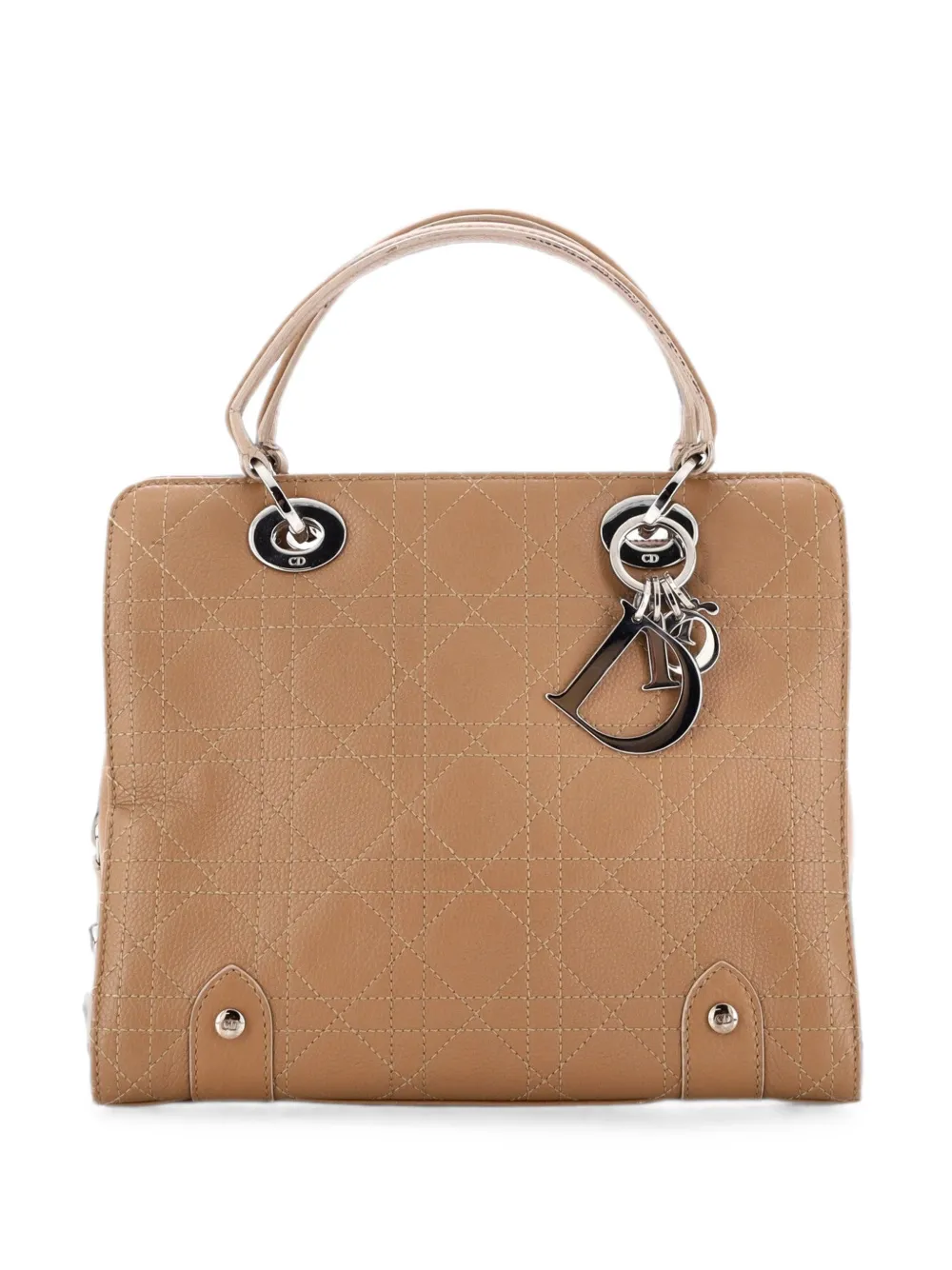 Christian Dior Pre-Owned Kleine Lady Dior Soft Zip Cannage Stitch Satchel-Tasche - Nude