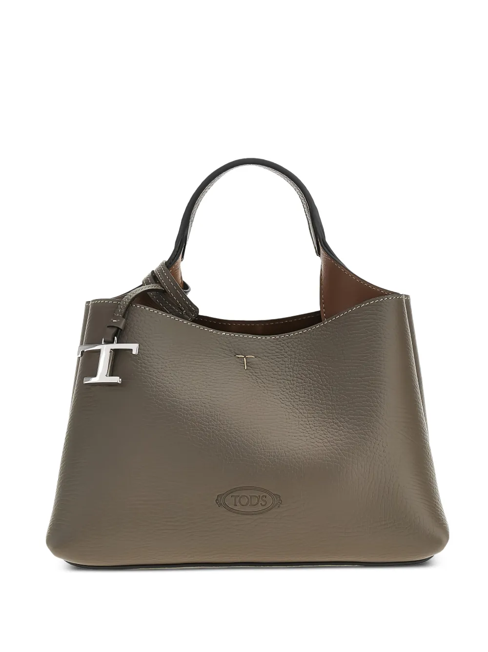 Tod's T Timeless-detail pebbled tote bag - Brown