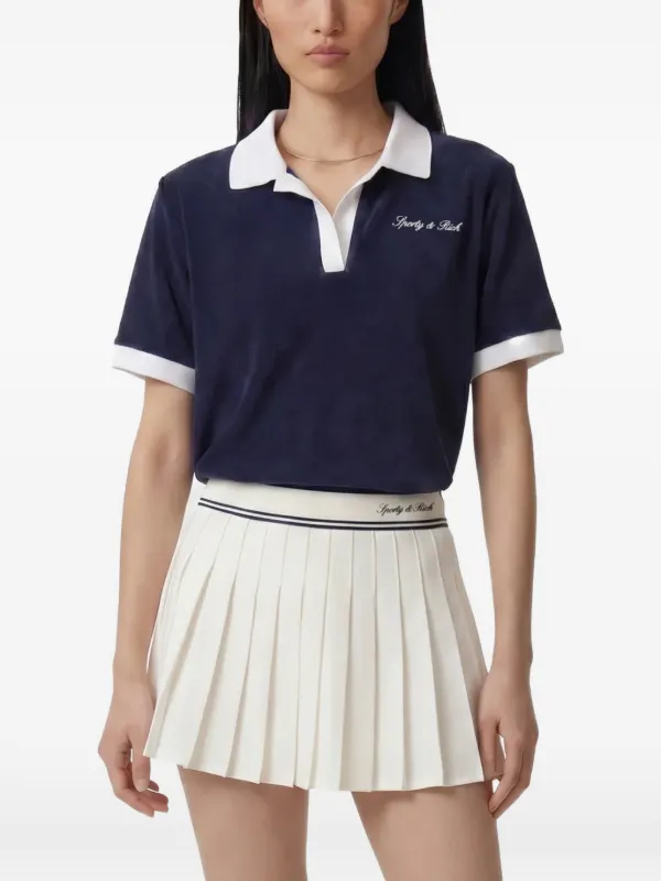 Sporty & Rich logo-embroidered Terry Polo Shirt | Blue | FARFETCH PT