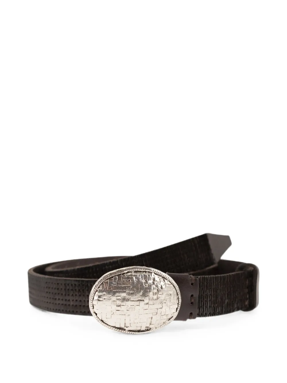 Brunello Cucinelli lizard-effect oval-buckle belt - Brown