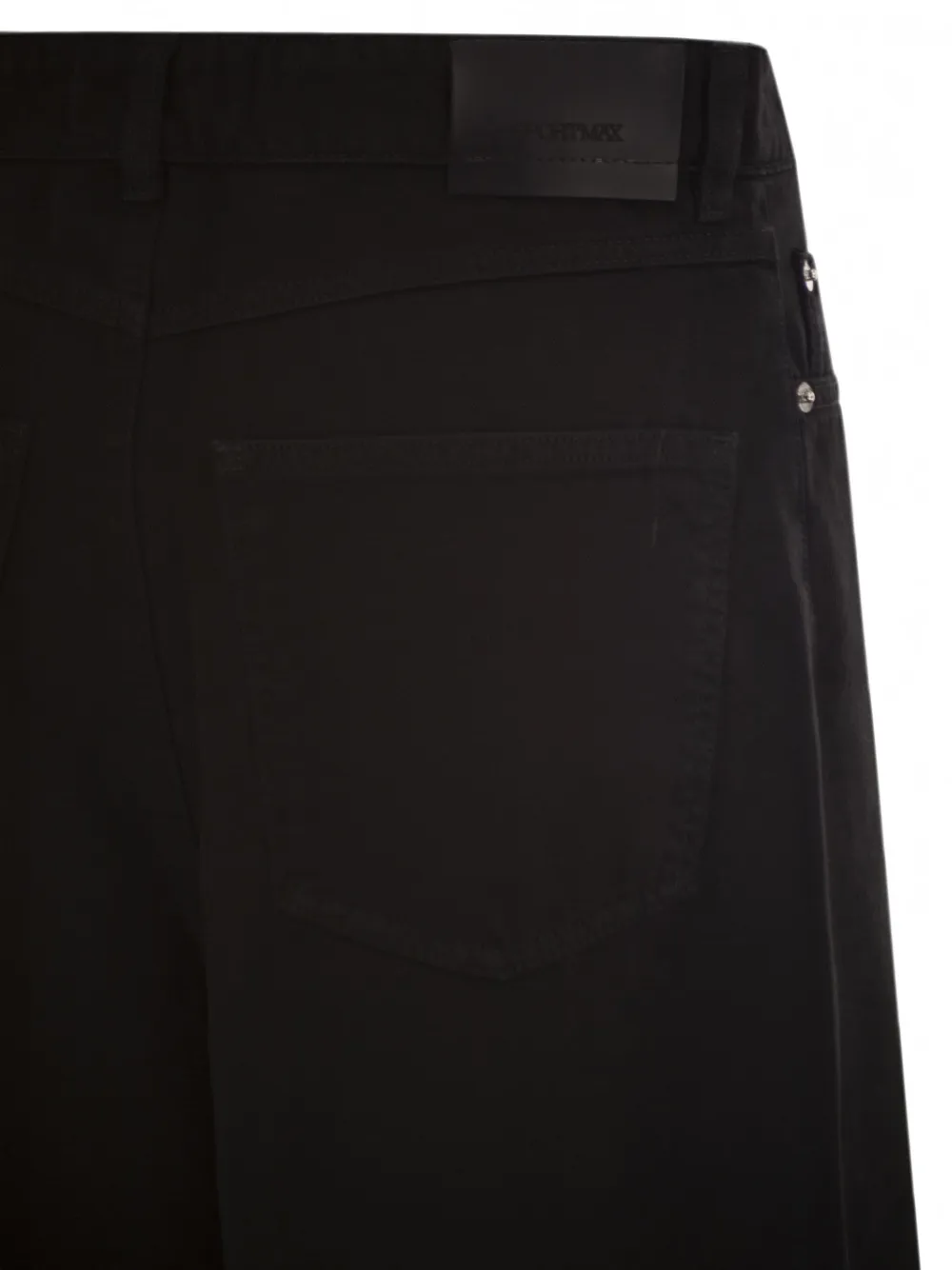Sportmax Jeans met wijde pijpen en metalen haak Zwart