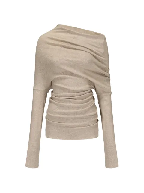 ELYWOOD asymmetric draped off-shoulder long-sleeved T-shirt