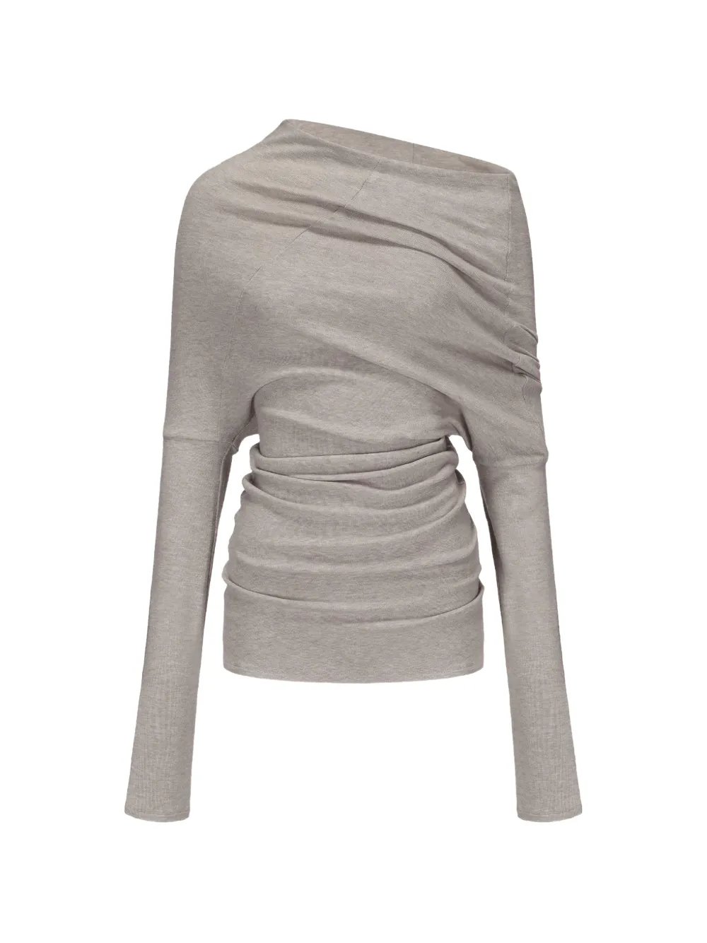 ELYWOOD asymmetric draped off-shoulder long-sleeved T-shirt - Toni neutri