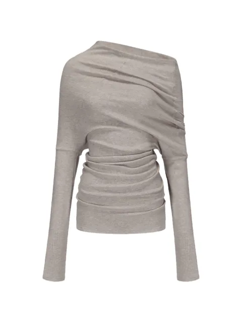 ELYWOOD asymmetric draped off-shoulder long-sleeved T-shirt