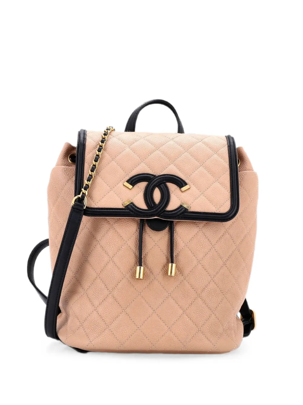 CHANEL Pre-Owned Filigree Quilted Caviar Small backpack - Neutrals