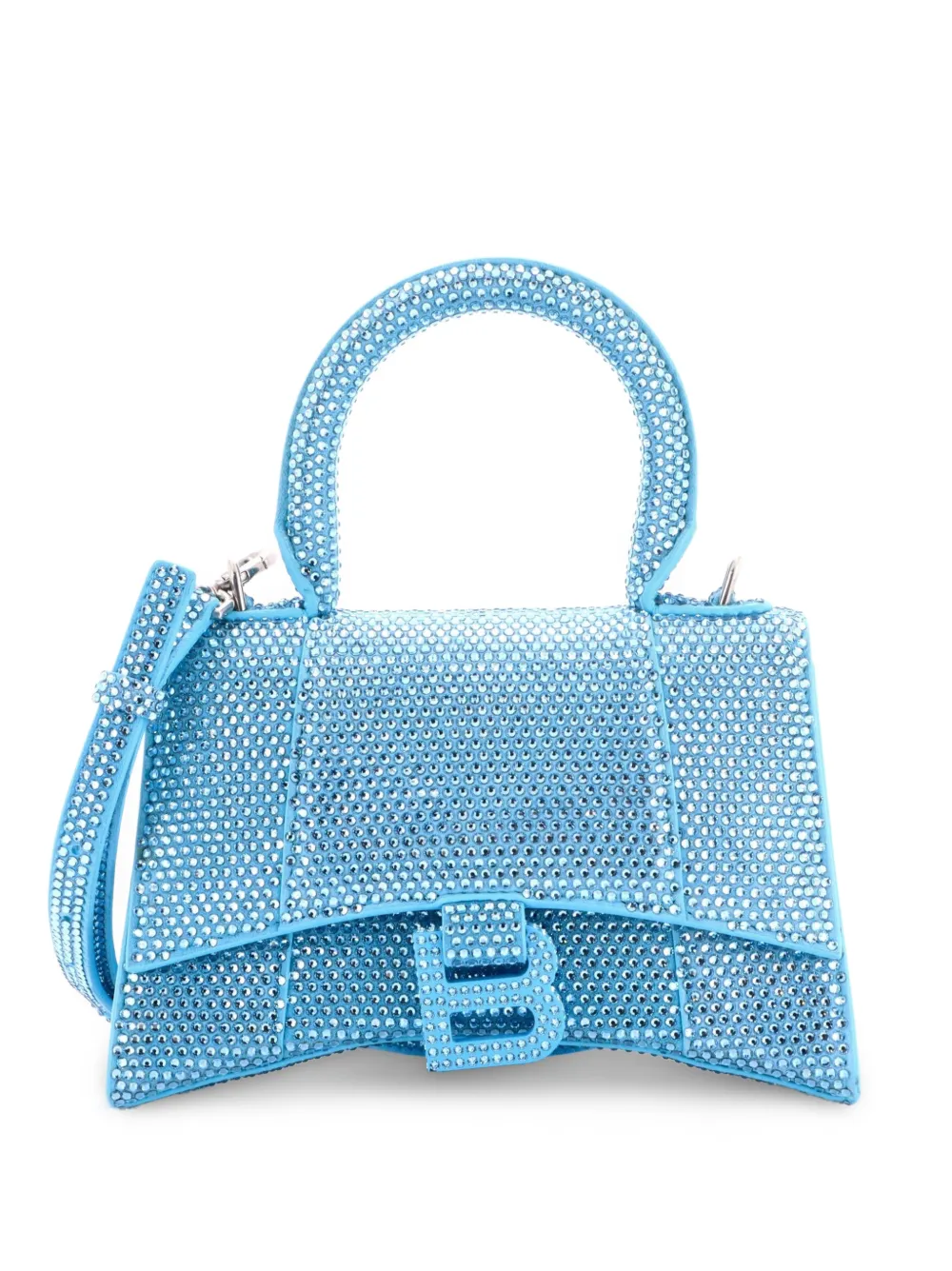 Balenciaga Pre-Owned Borsa a tracolla Hourglass XS in pelle scamosciata con cristalli - Blu