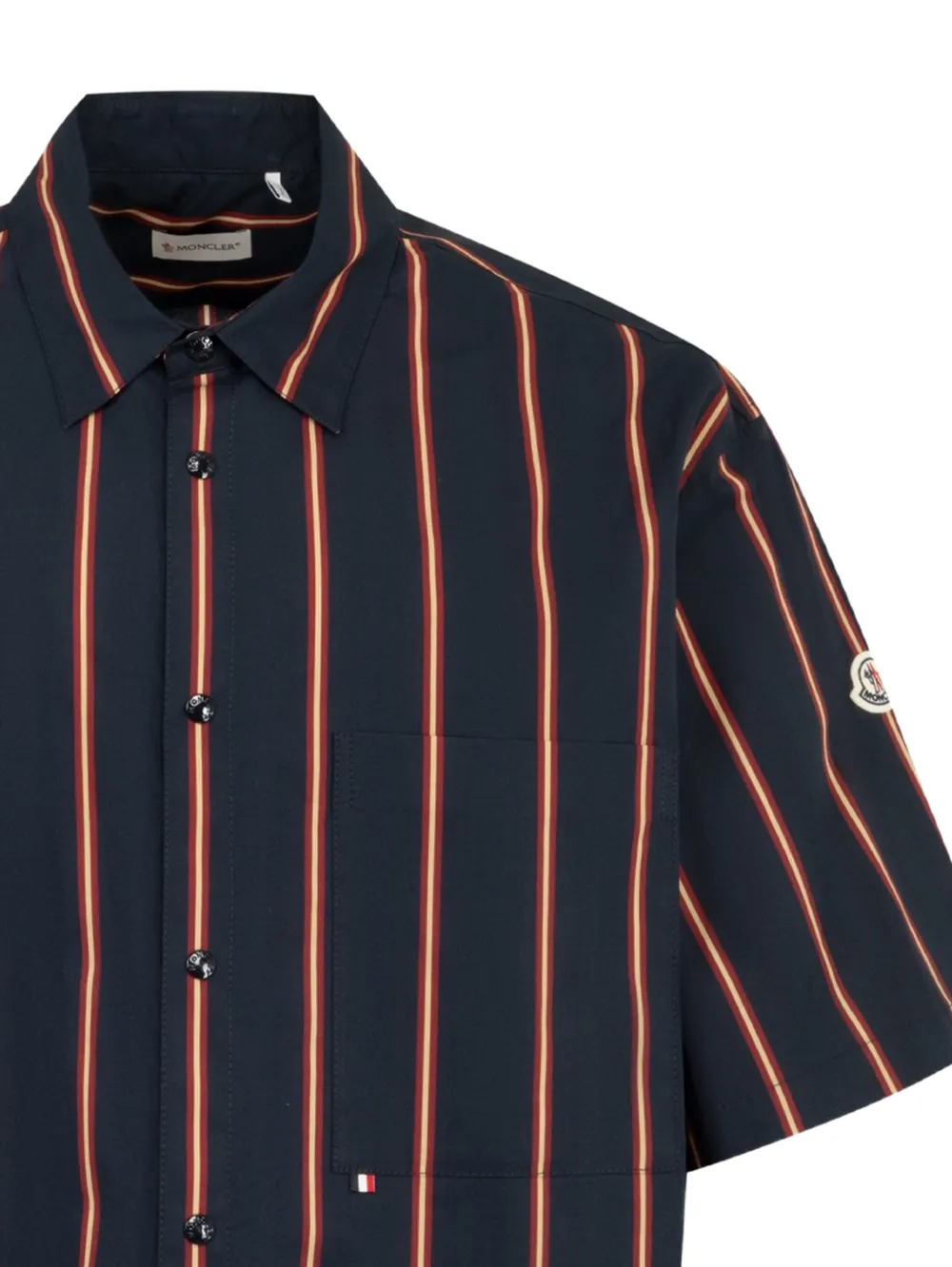 Moncler Katoenen gestreept overhemd met korte mouwen Blauw