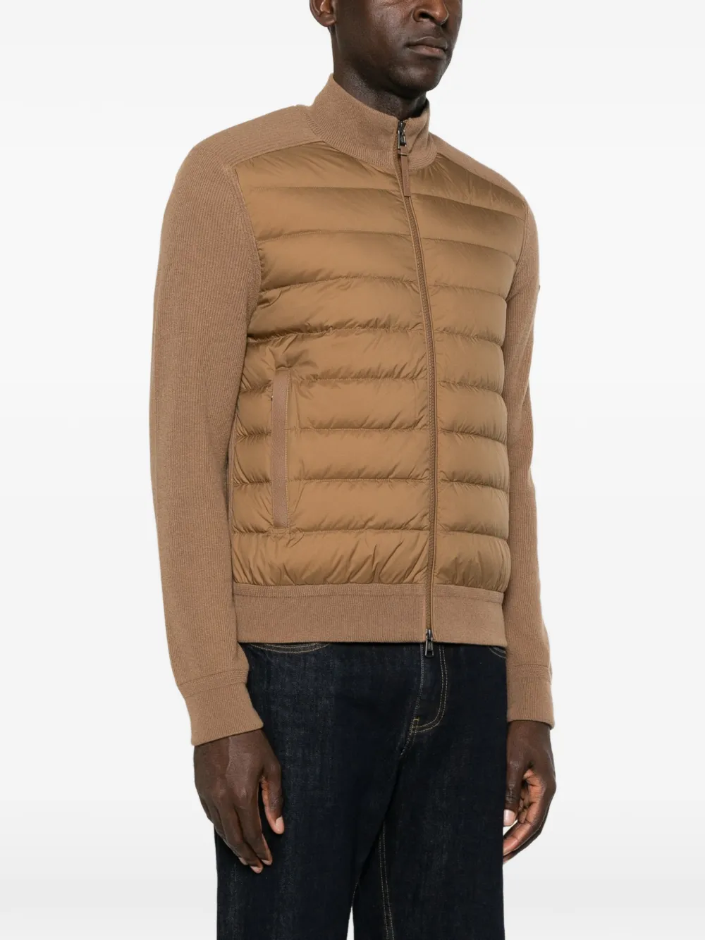Moncler quilted-panel zip-up cardigan Bruin